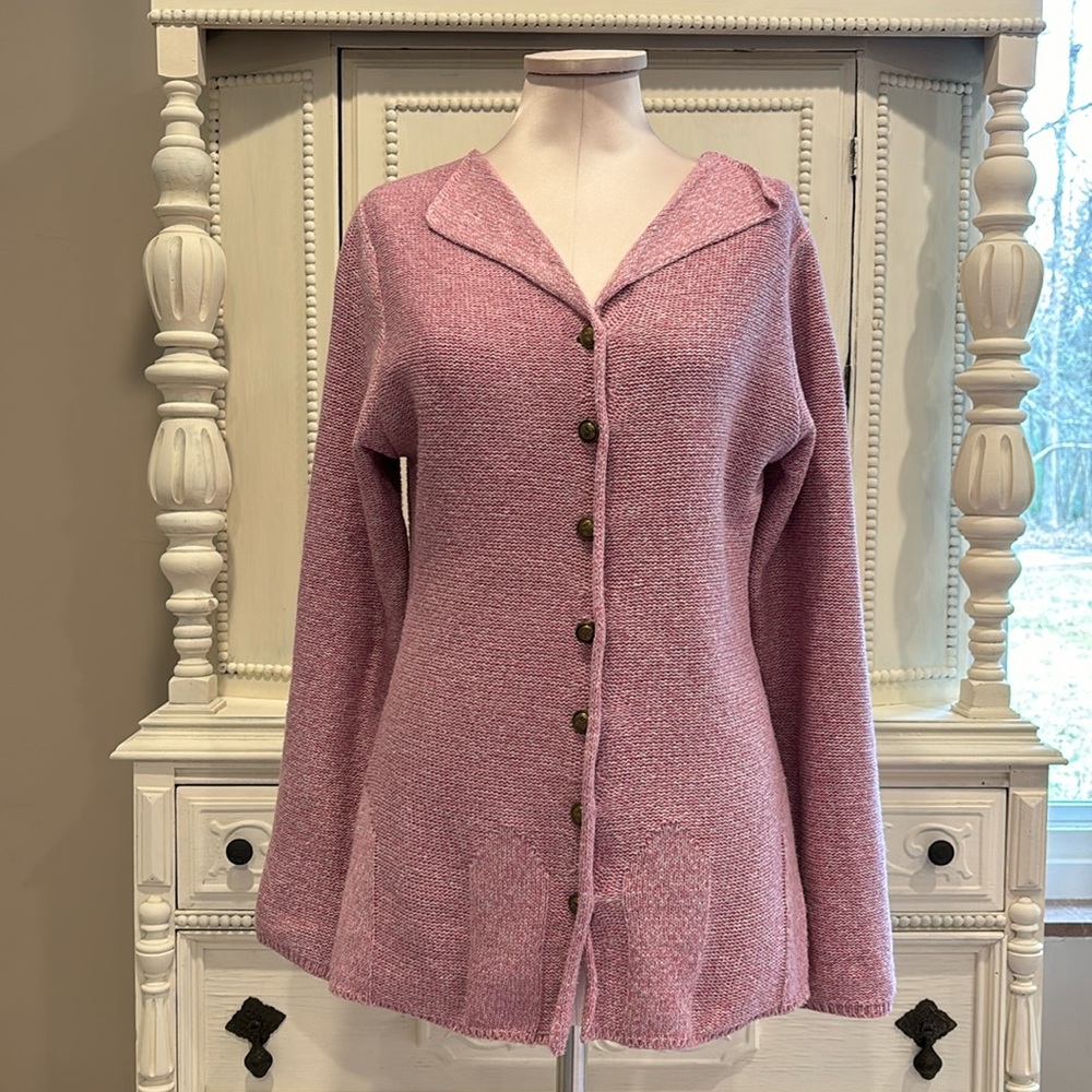 MISSLOOK Cardigan Sweater Pink/white marble knit Size-Small